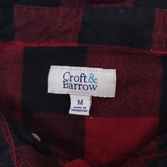 Croft & Barrow Buffalo Check Flannel Button Up Shirt Mens Size Medium M Red - Picture 3 of 10